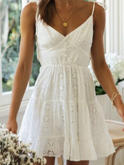 Vintage White Lace Harper Vintage Embroidered Mini Dress