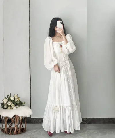 Long Sleeve White Maxi Dress